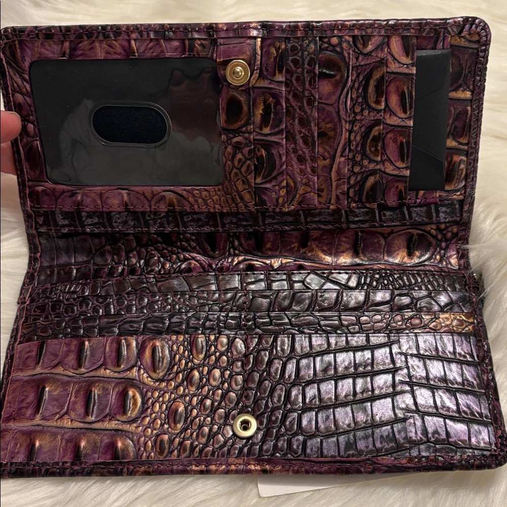 Brahmin Purple and Gold Croc-Embossed Wallet - Picture 7 of 9